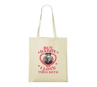 Venus Style Sac Fourre-tout Y2K Rétro Cœur « Mais Papa J'aime Les Deux » Humour Polyamour Tote Bag Naturel