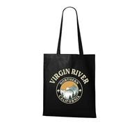 Venus Style Sac Vintage Virgin River Northern California Forêt de Pins Coucher de Soleil Rétro Tote Bag Noir