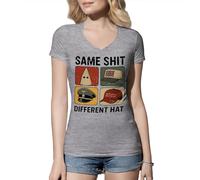 Venus Style Same Shit Different Political Racist Funny Anti Fascist Anti Trump Resistance Progressive Liberal Gift T-Shirt Femme Col en V Gris Size S