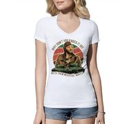 Venus Style Why Don't You Knock It Off with Them Negative Waves Sergeant Oddball Kellys Heroes Donald T-Shirt Femme col V Blanc Size S