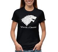 Venus Style Winter is Coming Wolf Stark House GOT Thrones T-Shirt Femme Noir Size XL