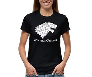 Venus Style Winter is Coming Wolf Stark House GOT Thrones T-Shirt Femme Noir Size XL