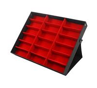 Venus valink 18 Grilles Lunettes Boîte de Présentation, Organisateur Tri, Soleil Rangement Étui, Rack Support Récipient, Bijoux Montres Vitrine Plateau, Étui - Rouge