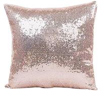 Venus valink Carré Taie Oreiller, Solide Couleur Paillette Sequin Oreiller JetéÉtui, Canapé Siège Café Décor Maison Coussin Housse Décorative d'oreiller, 40X40cm Protecteur Pillowcover - Or Rose