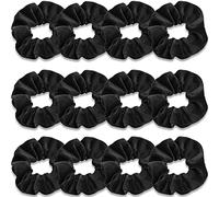 VENUSTE chouchou cheveux femme, noirs en velours de qualité supérieure pour cheveux, élastiques épais, cordes douces pour queue de cheval, lot de 12
