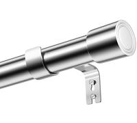 Venwemong Barre rideau tringle à rideaux barre de rideau argenté ø25mm télescopique 1 pièce installation permanente à percer pour studio, Argent, 84-185 cm