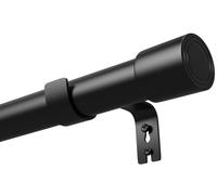 Venwemong Tringle rideau tringle à rideaux barre de rideau noir ø25mm télescopique 1 pièce à fixation murale pour rideaux lourds avec embouts plats, Noir, 84-290 cm