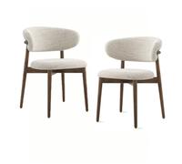 Lot de 2 chaises de salle à manger modernes avec pieds en bois, chaise d'appoint en tissu confortable rembourrée pour cuisine, coiffeuse, salon (couleur : beige)