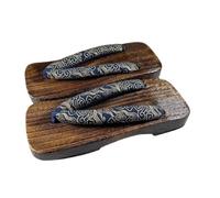 VENYAA Pantoufles traditionnelles japonaises en bois Geta pour homme, tongs d'été en bois pour homme, sabots à talons plats (taille : 41, couleur : homme + E)