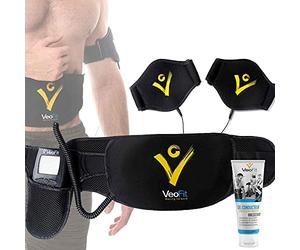 VeoFit Ceinture Abdominale Noire Electrostimulation et Musculation EMS- Appareil Electrostimulateur Musculaire Abdominaux, Bras, Cuisses et Mollets, Homme et Femme Abdo