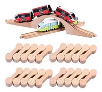 VEOIRXU 20 Pièces Coffret D'Extension De Rails pour Circuit Train Bois, Adaptateurs Compatible Brio Duplo,Compatible Marques Traditionnelles,Raccords pour Train en Bois Compatible Brio