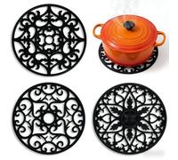 VEOIRXU 3 Pièces Dessous de Plat Silicone Anti-Dérapant Anti-Chaleur Multifonction Repose-Cuillère Dessous de Verre Tapis de Table pour Casserole Poêle Assiettes pour Cuisine Salle à Manger (Gris)