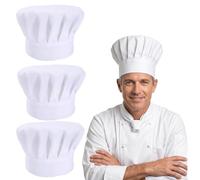 VEOIRXU 3 Pièces Toques De Cuisinier Pour Enfants Réglables Blanches Accessoires De Cuisine Pour Garçons Et Filles Pour Les Cours D'art Les Cuisiniers Et Les Pâtisseries (Blanc)
