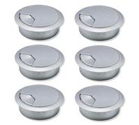 VEOIRXU 6 Pièces Passe-Câbles Bureau Passage de Câble 50mm Couvercle Argent Plastique Passage de Câbles de Bureau Organiseur Câble Pour Plan de Travail Table Bureau Informatique (Argent)