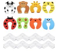 VEOIRXU 8 Pièces Butée de Porte pour Enfants avce 8 Protections d'Angle pour Bébé Mousse pour Doigt de Sécurité Serrure de Porte pour Portes Fenêtres et Tiroirs (8 Modèles)