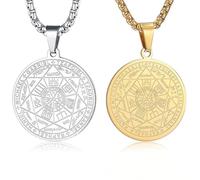 VEOIRXU Collier Talisman de Médaille Sceau des 7 Archanges pour Homme Femme Talisman Pentagramme Acier Inoxydable Pendentif Amulette Protection Magique Chaine Homme Bijoux Porte Bonheur
