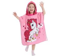 VEOIRXU Poncho de Bain Enfant Microfibre Ultra Doux et Absorbant Peignoir de Bain Enfant pour Salle Bain Piscine Plage Serviette de Plage Cape de Bain à Capuche pour Enfant 70 x 150 cm (Licorne Rose)