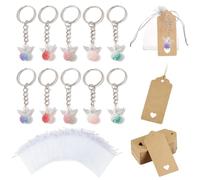 VEOIRXU Porte-clés Ange en Perles, Porte Clés Pendentif Ange, Ange Gardien Porte Bonheur Bijoux, Porte Clef Pendentifs Ange en Perles, pour Baptême Anniversaire, Mariage Communion