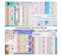 VEOVR Papier de Scrapbooking, 152 mm, 72 Feuilles de Papier à Motifs Variés, pour Machine de Découpe et de Gaufrage VEVOR, Couleur Vive pour Décoration, Scrapbooking, Création de Cartes et Bricolage
