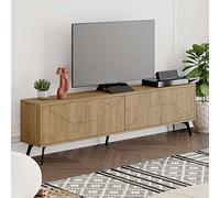 Vep Home Meuble TV Dune 180 cm Chêne - Noir - Montage mural - TV stand - Compatible avec Ordinateur portable, Télévision, Tablette, Moniteur, Smartphone
