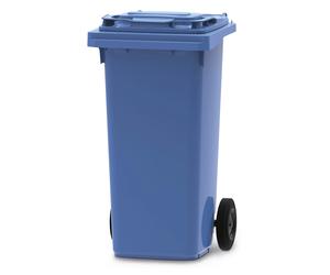 Vepa Bins Conteneur poubelle mobile 2 roues - 120 litres prise frontale - Bleu