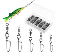 VEPEPE 100 Pièces Snap Emerillon de Pêche avec Snap Coastlock, Acier Inoxydable Résistant D'émerillons de Pêche 5 Tailles 2# 4# 6# 8# 10# Roulement à Billes Emerillon avec Coastlock