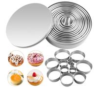 VEPEPE 12 PCS Rond Emporte Piece Patisserie avec Délicate Boîte et 3 Grattoir à Pâte en Plastique, Acier Inoxydable Emporte Piece Rond, Ronde pour Biscuits Fondant Donuts Pâte Muffins