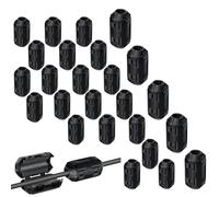 VEPEPE 25 Pièces Noyau De Ferrite Anneau Noir Pour Câbles, Clip-on Noyau De Ferrite Anti-Interférence 3.5mm 5mm 7mm, Anneau Haute Fréquence, RFI EMI Réduction Du Bruit Clip Câble