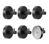 VEPEPE 6 Crochets Ventouse Acier Inoxydable Extra Fort, Chargement 5KG, Amovible et Réutilisable Crochet Mural Ventouse pour Cuisine, Salle de Bain,Carrelage en Céramique,Porte en Verre (Noir&Argent)