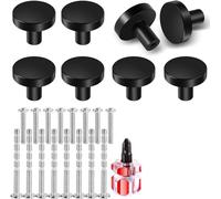 VEPEPE 8 PCS Boutons de Portes Pour Placards Noir, 25 * 30mm Noir Ronds Poignée Meuble avec 16 La Vis et 1 Tournevis, Bouton de Porte Placard, Rond Poignée Meuble pour Commode, Placard