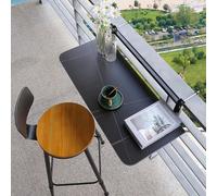 Vepnby Table De Balcon Suspendue Pliante, Table De Balustrade De Balcon, Multifonctionnel De Levage Petite Barre, pour Une Utilisation en Extérieur,(Black,80x35cm)