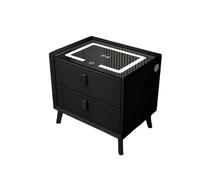 Vepnby Table De Chevet avec 2 Tiroir, Table De Nuit avec Lumière LED, Chargement Rapide sans Fil, Port USB, Table D'appoint étroite pour Salon, Chambre(Black,40x40x46cm)