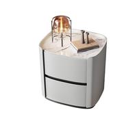 Vepnby Table De Chevet étroite, Petit Table De Chevet Bois, 2 Tiroirs, Plateau en Ardoise Snow Mountain, pour Chambre, Salon(Gray,50x40x50cm)