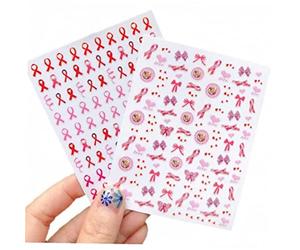vepoty 2pcs Ribbon Nail Art Décalsification du Cancer du Sein Accessoires De Conscience des Accessoires Salon pour Santé Mammaire des Femmes