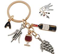 vepoty Lettres en Émail Porte-trèfle Cocktail De Raisin De Raisin Clés Cale Anneau De Vin Ouvre-Bouteille De Vin en Verre De Verre Keychain