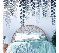 VePret Guirlande d'autocollants muraux en vinyle à suspendre avec motif d'eucalyptus - Grandes plantes et feuilles de vigne - Décoration d'intérieur pour chambre à coucher, salon, salle de classe,
