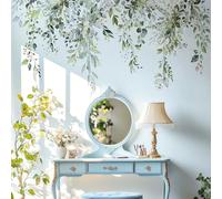 VePret Vert Feuilles Stickers Muraux, Grandes Feuilles de Fleurs Stickers Muraux en Vinyle, Chambre Salon Salle de Casse Bureau Vine Amovible Home Deco Art