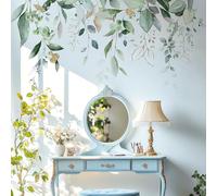 VePret Vert Feuilles Stickers Muraux, Grandes Feuilles de Fleurs Stickers Muraux en Vinyle, Chambre Salon Salle de Classe Bureau Vine Amovible Home Deco Art