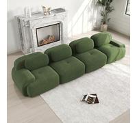 Vepssder Canapé 4 Places en Velours côtelé Doux, Rembourrage 32D hautement élastique,emballé sous Vide, Librement combinable, Aucun Assemblage, requis pour la Chambre et Le Bureau (Green + 4 Seat)