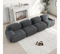 Vepssder Canapé 4 Places en Velours côtelé Doux, Rembourrage 32D hautement élastique,emballé sous Vide, Librement combinable, Aucun Assemblage, requis pour la Chambre et Le Bureau (Grey + 4 Seat)