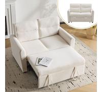 Vepssder Canapé Convertible 2 Places avec Dossier réglable et Grands Coussins de Dossier,Canapé-lit Pliant avec Fonction Couchage,Canapé 2 Places (F-Beige Clair + Velours)