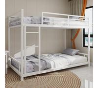 Vepssder Lit superposé en métal avec Deux Lits Simples/Métal Robuste et résistant/Silencieux/Garde-Corps de sécurité/Aucun sommier requis (Blanc + Fer + Chambre,90 * 200)