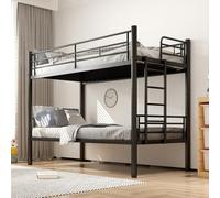 Vepssder Lit superposé Enfants 90x200cm,lit Enfant avec barrière de sécurité,Transformable en 2 Lits Simples,lit superposé 2 Places avec sommier à Lattes,escalier antidérapant,Noir,Matelas Non Inclus
