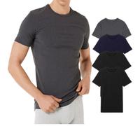 VEQUÈ T-shirts pour homme, 100 % coton chaud, molletonné, lot de 4 pièces, t-shirts à manches courtes, t-shirts et débardeurs intimes, fabriqués en Italie, 4 pièces multicolores, Medium