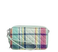 Vera Bradley All in One Crossbody Purse with RFID Protection, Sac à bandoulière Femme, Plaid Pastel-Coton recyclé, Taille Unique