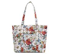 Vera Bradley Deluxe Vera Tote Bag, Sac à Main Femme, Sea Air Floral-Coton recyclé, Taille Unique