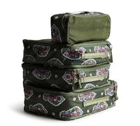 Vera Bradley Ensemble de Cubes d'emballage en Polyester Ripstop pour Femme, Kew Gardens Vert, Taille Unique, Ensemble de Cubes d'emballage en Polyester Ripstop