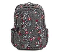 Vera Bradley Grand sac à dos de voyage en coton pour femme, Vivaces Noir Dot, Taille unique