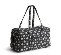 Vera Bradley Grand sac de voyage en coton de qualité supérieure pour femme, Bandana cachemire argenté et noir, Taille unique
