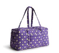 Vera Bradley Grand sac de voyage en coton de qualité supérieure pour femme, Bandana cachemire violet et doré, Taille unique